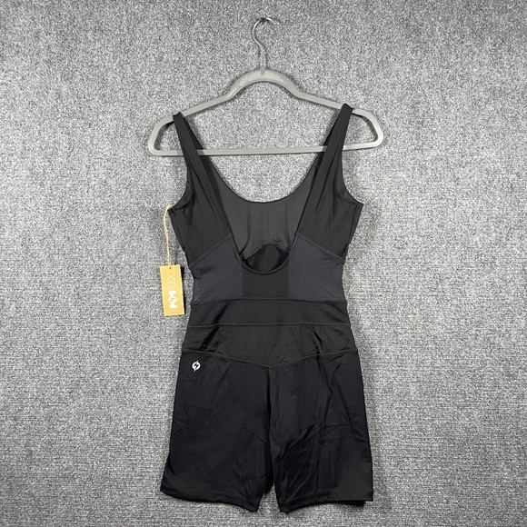 NWT Pop Flex Black Short Onesie Bodysuit Womens Size Small #1199 - Picture 2 of 5